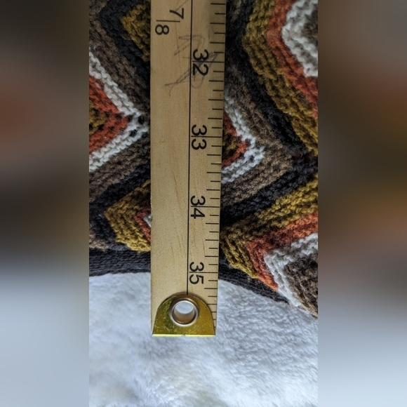 FREE PEOPLE Retro Wool Blend Brown Rhianon Chevron Sweater Dress Size SP - Picture 13 of 15